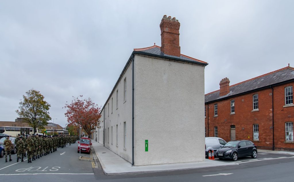 Side view of house, Cathal Brugh Barracks, Dublin. 2020.